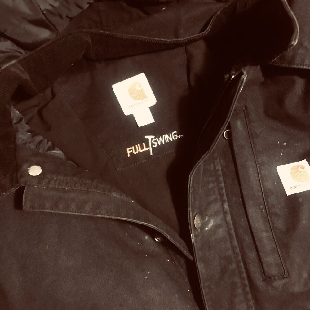 Carhartt 013372-L Full Swing Relaxed Fit Black Men's Jacket With Removable Hood